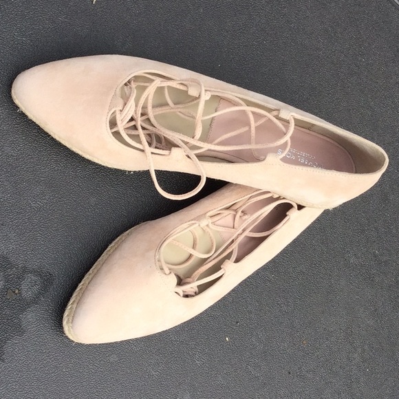 NWOT Michael Kors Pink Suede Espadrille Lace up Flats - Picture 4 of 7